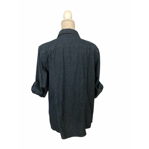 Croft & Barrow Woman XL Chambray Blue Button Down 2 Pockets Front 3/4 Sleeve - Picture 5 of 8